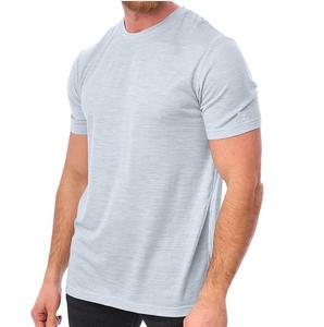 T-shirt en laine sur mesure à col rond pour homme, vêtements de rue, couleur marron, vêtements d'été, t-shirt RTS, coupe ajustée, vêtements de sport respirants - Product Image 4