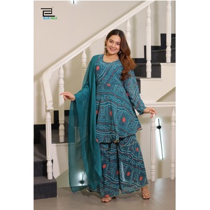 Ensemble Sharara pour femmes avec imprimé numérique traditionnel, Kurti en faux Georgette, Nazmin Dupatta, Maruti Fashion MF1603, différentes couleurs disponibles - Product Image 1