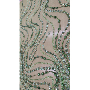 Emerald Garden Luxury <b>Fabric</b> Crystal Embroidered Breathable Brocade Net Lace Mesh <b>Fabric</b> for Home Decor - Product Image 3