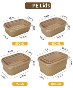 Lấy đi thực phẩm Container hình chữ nhật giấy Bát takeout hộp có nắp đậy - Product Image 5