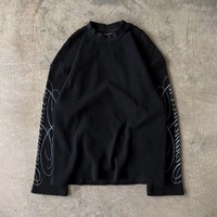 T-shirt en coton de haute qualité à manches longues en tricot gaufré thermique, graphique DTG streetwear personnalisé, 320 g/m²