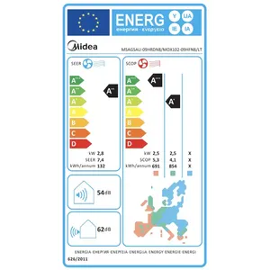 Climatiseur monosplit Midea Elegance 9000 BTU avec technologie Inverter R32, classe énergétique A++, Wifi en option - Product Image 4