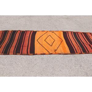 พรมคิลิมตุรกีแบบยาว ขนาด 3.1x11.3 ฟุต (93x345 ซม.) สีน้ำตาลวินเทจ สไตล์เปอร์เซีย - Product Image 3