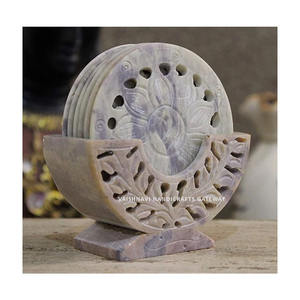 Set of 6 Durable Soapstone <b>Tea</b> <b>Coasters</b> Hand Carved Stone Crafts for Home and Hotel Use - Product Image 1