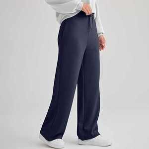 Fabricación de calidad Mujeres Venta al por mayor Ropa deportiva de algodón Yoga Flare Legging ancho Cordón de cintura alta Pantalones de chándal para mujer Joggers - Product Image 5