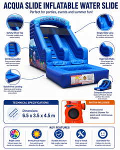 Aire de jeux gonflable professionnelle 6,5x3,5x4,5m – Toboggan gonflable en PVC – Utilisation professionnelle extérieure/intérieure/aquatique – Conforme aux normes européennes - Product Image 4