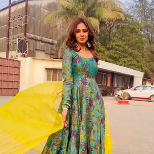 Costume de styliste imprimé SALWAR et MOTI travail dupata lancé robe de soirée imprimé FLORAL vêtements fantaisie entièrement cousus - Product Image 1