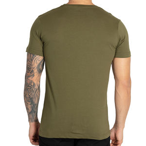 Camiseta estampada con logotipo personalizado para hombre, camiseta informal de 100% algodón de alta calidad con diseño de timbre, patrón sólido, material de poliéster/algodón - Product Image 4