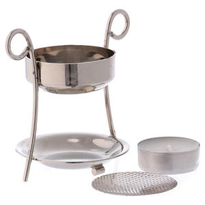 Brûleur d'encens rond en laiton nickelé argenté avec brûleur d'arôme en maille fondre le parfum Arabian T Light Brûleur d'encens de table - Product Image 5