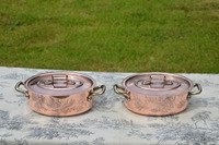 Casseroles en cuivre français, petits pots ovales avec couvercle, design moderne, écologiques, compatibles cuisinière à gaz, doublure en étain, nettoyage manuel, pour hôtels, en métal