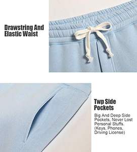 2024 personalizado de alta calidad 100% algodón gimnasio pantalones cortos para correr conjunto hombres transpirable cintura elástica cordón sólido lavado High Street - Product Image 2