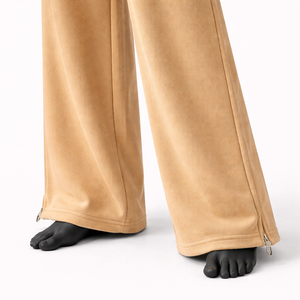 Pantalon de survêtement large personnalisé pour femme, taille élastique avec cordon de serrage, coupe droite, ourlet ouvert, pantalon de détente, vente en gros OEM - Product Image 5