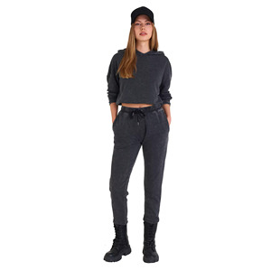 Survêtement en molleton de coton lourd de couleur gris de haute qualité personnalisé à la mode Lavé à l'acide Pull à capuche pour femmes Survêtement pour femmes - Product Image 1