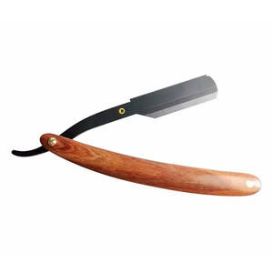 Manche en bois Rasoir droit à lame unique Rasoir de barbier à rasage sur mesure - Product Image 1