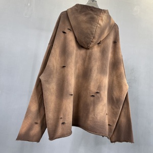 Sudadera con capucha lavada con ácido de peso pesado, Sudadera con capucha lavada con ácido Vintage, logotipo personalizado, ajuste cuadrado en blanco, venta al por mayor, sudaderas con capucha de gran tamaño para hombre - Product Image 3