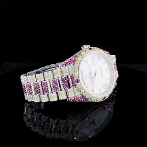 Reloj de Oro Blanco con Diamantes de Circonia Cúbica con Claridad VVS, Estilo Hip Hop, para Hombre, de Fábrica Directa, Calidad de Marca - Product Image 3