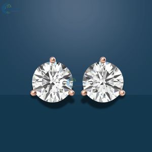 2.6TCW Pendiente redondo de corte brillante VVS1 Pendiente de moissanita para mujer Pendiente de tres puntas de oro blanco sólido de 14 quilates - Product Image 6