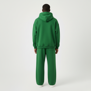 OEM Custom 2 Piece Regular Fit 300 GSM Breathable 100% Cotton Fleece Winter Printed <b>Green</b> Tracksuits <b>Men's</b> Jogger Sets - Product Image 4