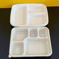 Boîtes carrées biodégradables en amidon de maïs blanc de qualité supérieure, neuves, à 1, 2, 3 ou 4 compartiments, réutilisables, recyclables, taille personnalisée