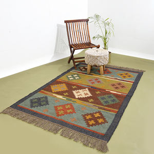 Alfombra de Yute y Lana Personalizada, Alfombra Kilim Tejida a Mano, Alfombra de Fibra Natural Bordada Multicolor para Hogar, Hotel, Venta al por Mayor - Product Image 4