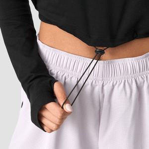 Listo para enviar, camisetas cortas personalizadas con cuello redondo para mujer, ropa deportiva transpirable de manga completa de secado rápido para deportes y entrenamiento - Product Image 6