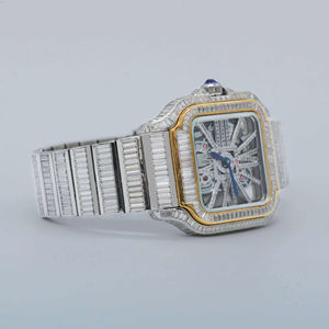 Luxury Edition Baguette Moissanite Studded Stainless Steel <b>Watches</b> for Men's Fashion Statement - Product Image 4