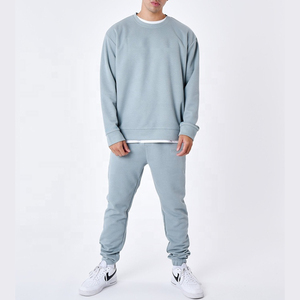 Chándal de algodón de punto con hombros descubiertos personalizado de alta calidad para hombre, chándal básico de salón liso en blanco de peso pesado sólido - Product Image 1