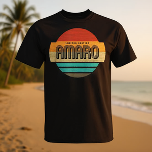T-shirt promotionnel Amaro Name Retro Vintage Sunset en édition limitée - Product Image 3