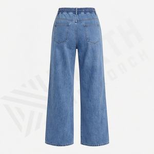 Fashionable Trendy Women High Waist Lace up <b>Trousers</b> Jeans Denim Pants <b>Vintage</b> Wide Leg Straight Premium Fashion Ladies Wear - Product Image 2