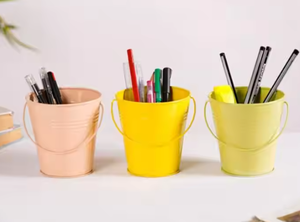 Juego de 3 Mini Cubos Metálicos en Colores Pastel, Acabado Recubierto de Polvo para Decoración del Hogar, Organización de Plantación, Sala de Estar, Dormitorio y Jardín - Product Image 3