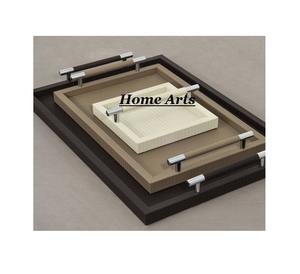 Plateau de service alimentaire en fer au design moderne avec poignées dorées, qualité supérieure, vaisselle de luxe, plateau de service alimentaire en gros - Product Image 2