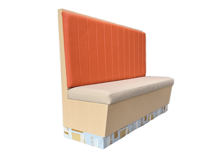 Asientos de Banqueta Modernos para Restaurante Comercial, Tapizados en Vinilo Naranja y Crema, Respaldo Alto, para Cafetería y Bar - Product Image 6