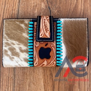 Cartera tallada a mano, recién llegada, funda de teléfono de embrague, Cartera de cuero de piel de vaca occidental, multiusos, carteras con logotipo de Apple - Product Image 1