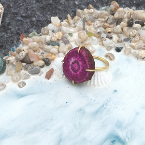 Bague réglable en quartz solaire plaqué or 18 carats | Bijoux en laiton faits à la main | Bague de fête de mariage à la mode prix d'usine - Product Image 2