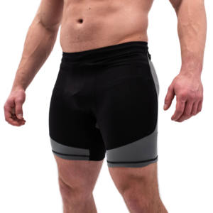 Logo personnalisé Hommes Compression Gym Workout Shorts Noir Sans Couture Taille Moyenne Fitness Biker Wear Taille Élastique 100% Polyester Solide - Product Image 1