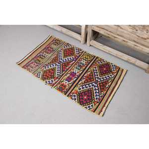 Tapis turc 2x3,4 pieds, petit tapis vintage, tapis en laine camouflage rouge - Product Image 1