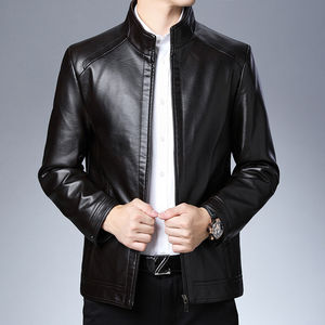 Men's <b>Slim</b> Fit Black Leather Biker Jacket Coat Fashion Motorcycle Jacket with Extra Pockets and <b>Belts</b> - Product Image 5