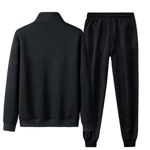 Ensemble de survêtement deux pièces pour homme en hiver, plus 100% coton molletonné, survêtement de sport décontracté tendance, col montant, survêtement de sport - Product Image 2