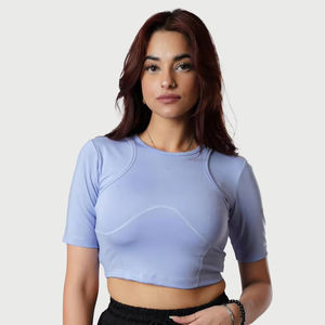 Soutien-gorge de sport dos nu pour femmes, dos croisé, yoga, fitness, bleu ciel, personnalisé, avec marque personnalisée - Product Image 1