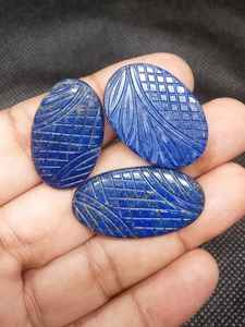 Piedra preciosa suelta de cabujón lapislázuli natural hecha a mano para la fabricación de joyas - Product Image 3