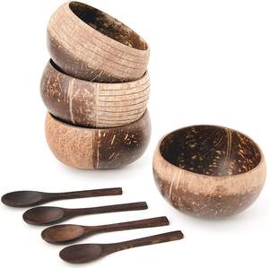 Prix le moins cher ensemble de vaisselle bol en coco biologique biodégradable durable bols en coquille de noix de coco gravés avec logo - Product Image 1