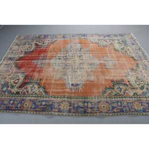 6,2x8,4 ft Turkish Rug, Vintage Rug, <b>Red</b> Animal Print <b>Wool</b> Rug - Product Image 2