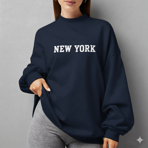 Sudadera Extra Grande con Cuello Alto para Mujer, Sudadera Holgada de Algodón de Alta Calidad con Bordado, Fabricantes de Ropa para Mujer - Product Image 1