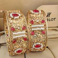 Paire de bracelets à vis plaqués or de qualité supérieure (2) Combo de bracelets traditionnels indiens pour femmes idéal pour les mariages et les fêtes