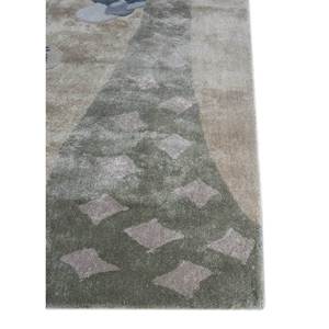 Alfombra de Lana y Viscosa Verde Confeti, Hecha a Mano, con Diseño Novedoso TRA-14864 para Uso Doméstico - Product Image 4