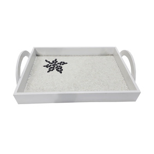 Juego de bandeja de servicio rectangular de decoración navideña de diseño personalizado de calidad superior arte de vidrio hecho a mano para el hogar cocina precio barato - Product Image 1