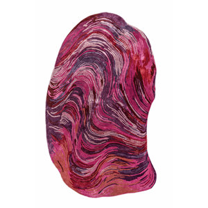 Alfombra Rectangular de Lana y Viscosa Hecha a Mano en Rosa y Morado, Estilo Boho con Patrón Abstracto para el Hogar, Pasillo o Sala de Estar, Modelo TR-15172 - Product Image 1