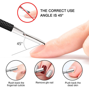 Empujador de Cutículas de Acero Inoxidable Negro ARISTON, Herramienta para Remover Esmalte de Uñas en Gel, Doble Uso, Certificado CE ISO para Limpiar Cutículas - Product Image 3