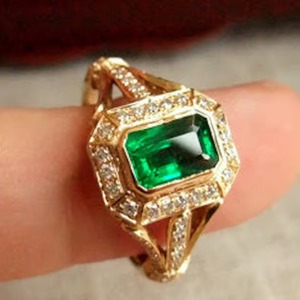 Handmade 925 Sterling <b>Silver</b> Engagement <b>Ring</b> Green <b>Emerald</b> Diamond Vintage for Indian Weddings Fine Jewelry Wholesale Lot Jaipur - Product Image 2