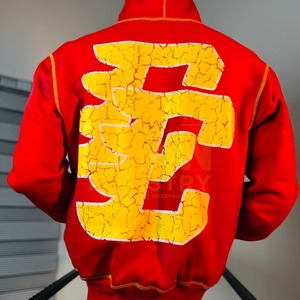 <b>Men</b> Streetwear <b>Red</b> Color Silk Screen Printed <b>Hoodies</b> Wholesale Fashion Hip Hop Drawstring Hooded Sweatshirts Customized - Product Image 4